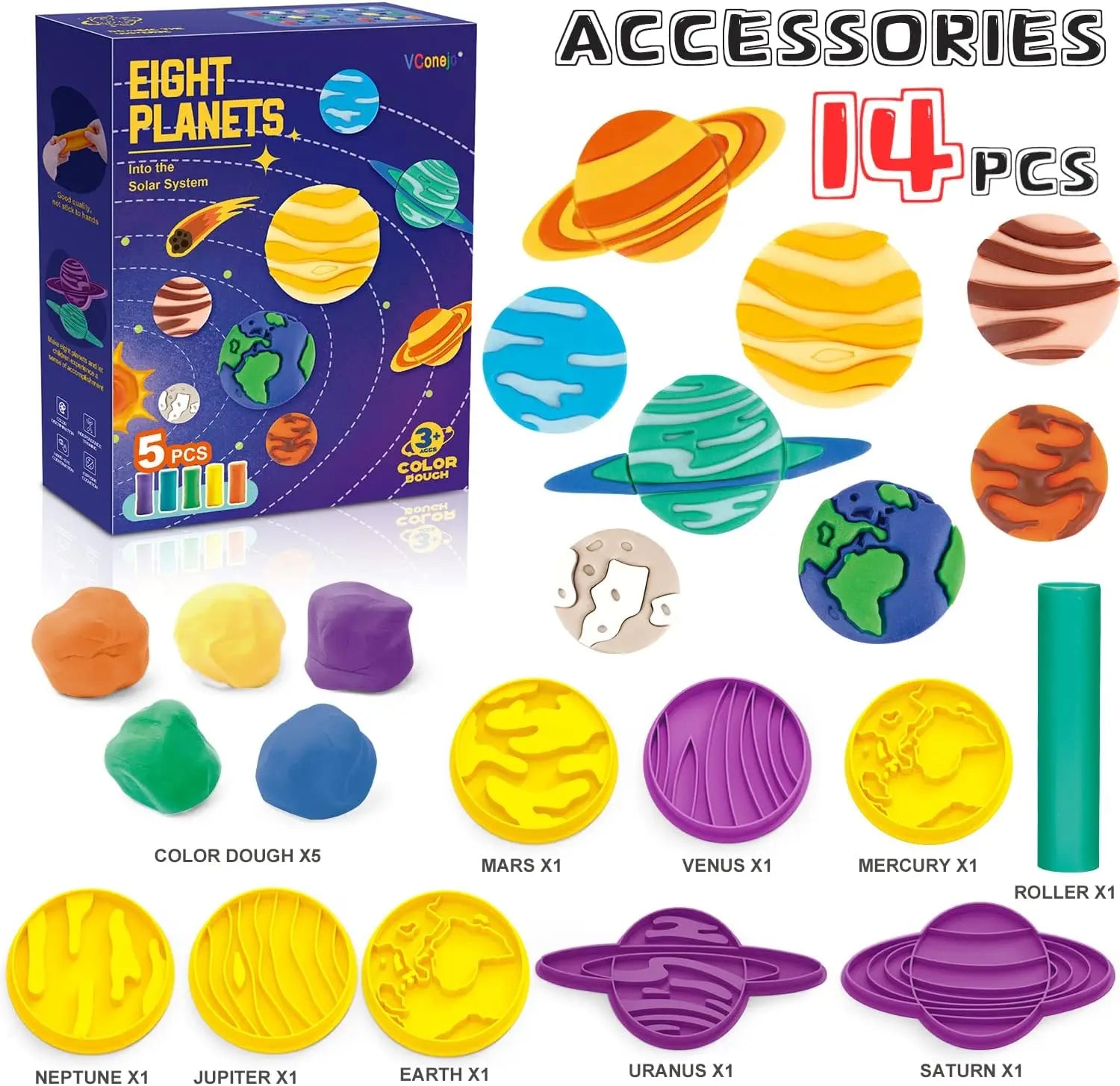 14-Piece Planets Color Play Dough Set