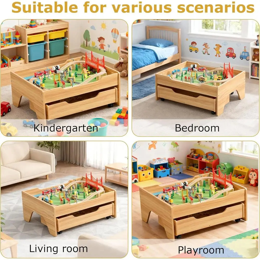 3 in 1 Wooden Train Table