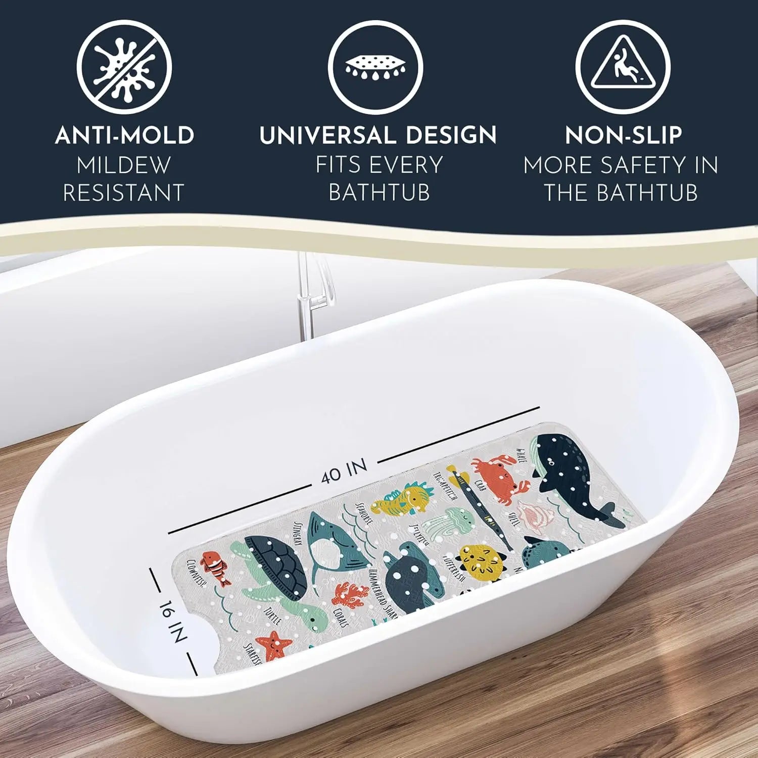Non Slip Bath Tub Mat for Kids