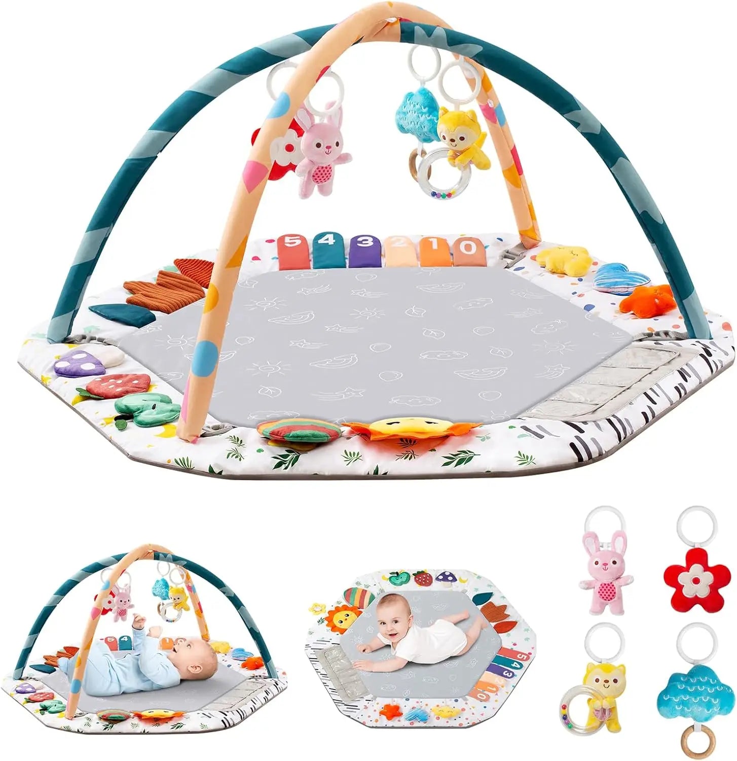 Baby Play Gym Mat with 6 Development Zones