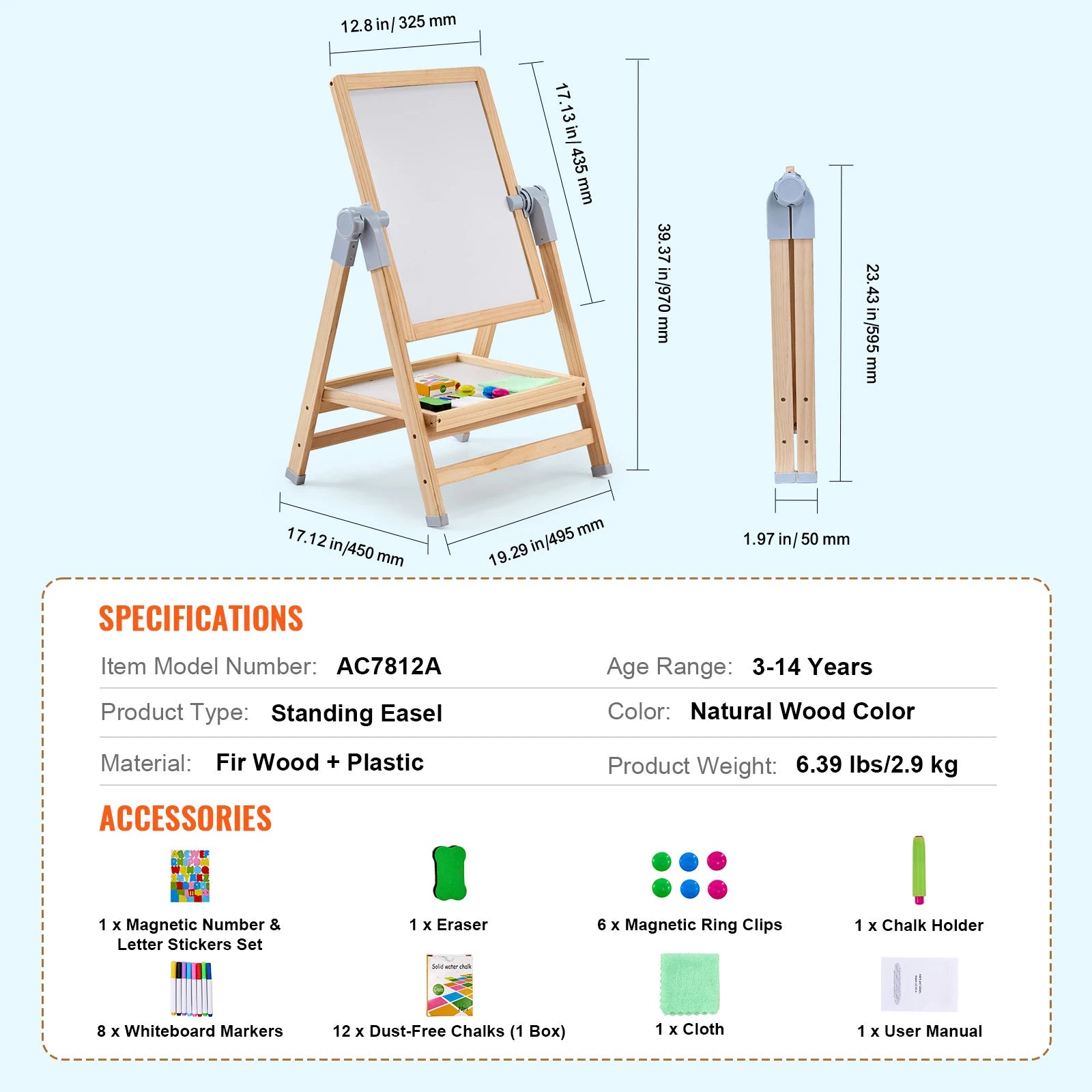 Standing Magnetic Drawing Board with Painting Accessories