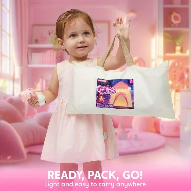 Joyfy Princess Tent With LED Star Lights For Kids Play