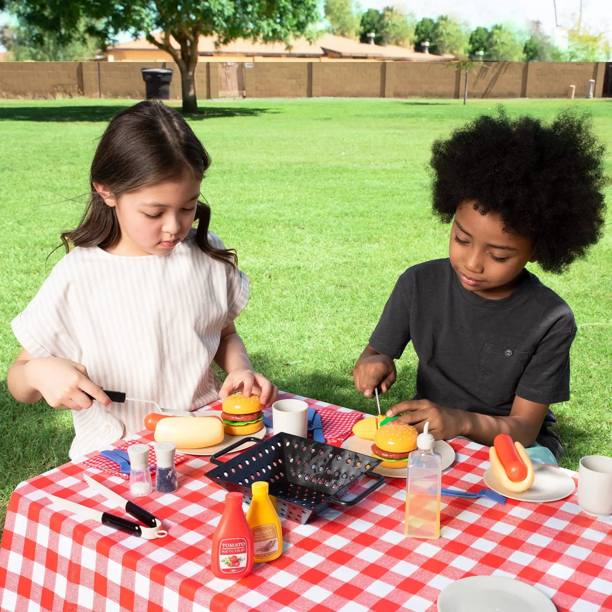 27 Pcs BBQ Grill Pretend Play Food Sets