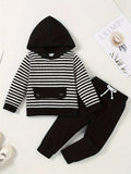 Long Sleeve Hoodies Top Elastic Waistband Pants