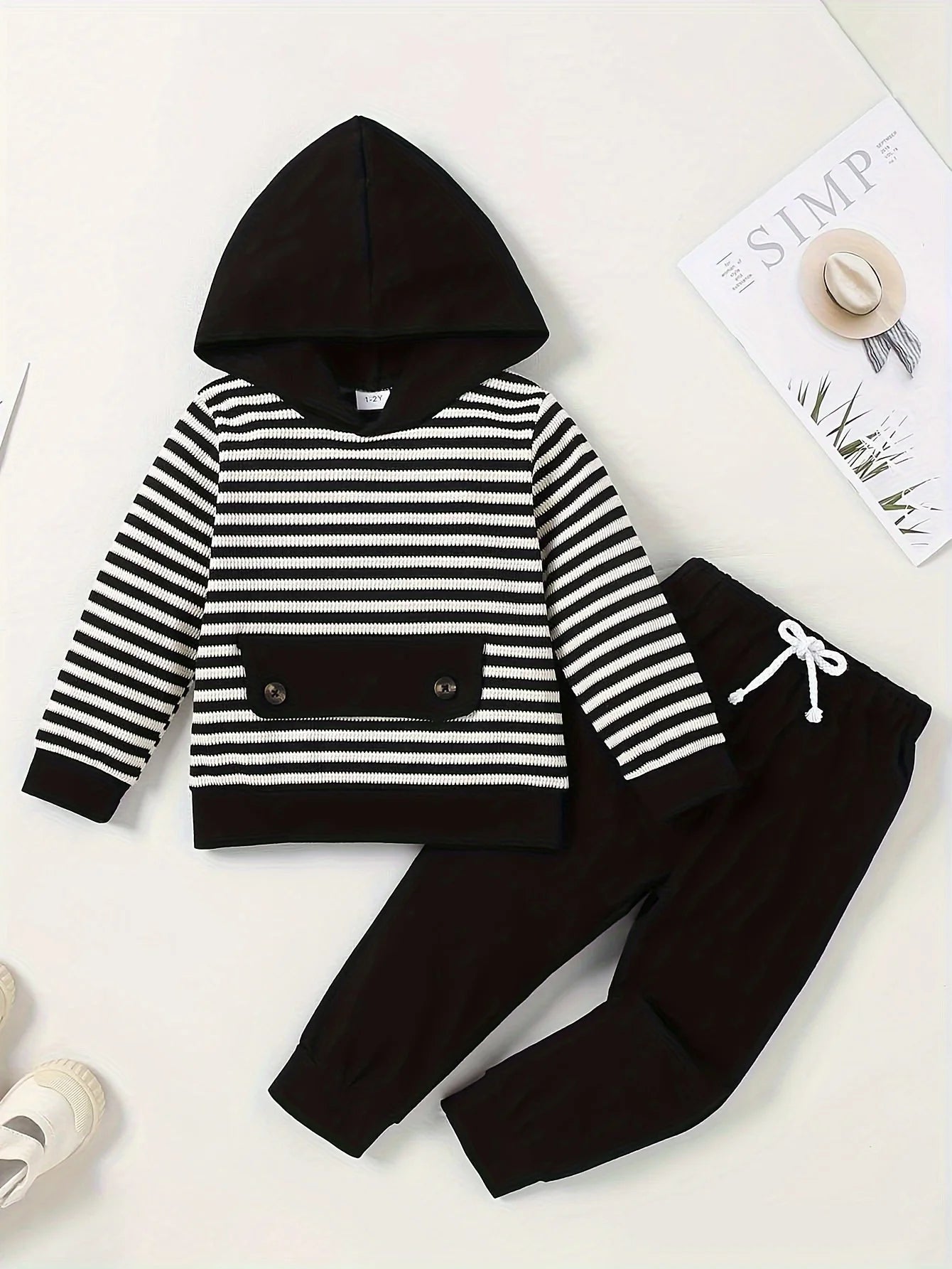 Long Sleeve Hoodies Top Elastic Waistband Pants