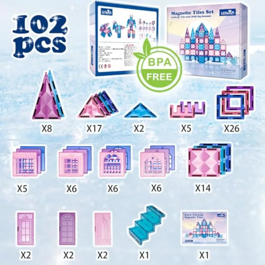 102pcs Princess Castle Magnetic Tiles Building Blocks