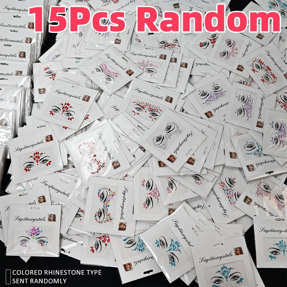 15Pcs Glitter Face Gems Tattoos