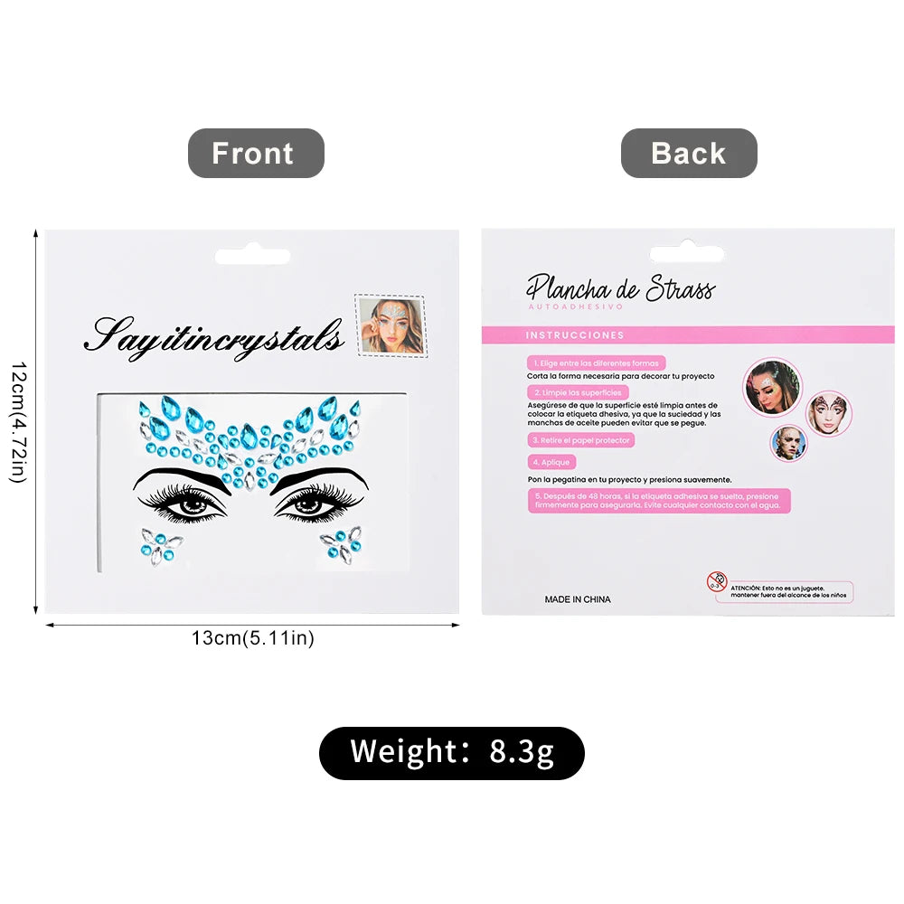 15Pcs Glitter Face Gems Tattoos
