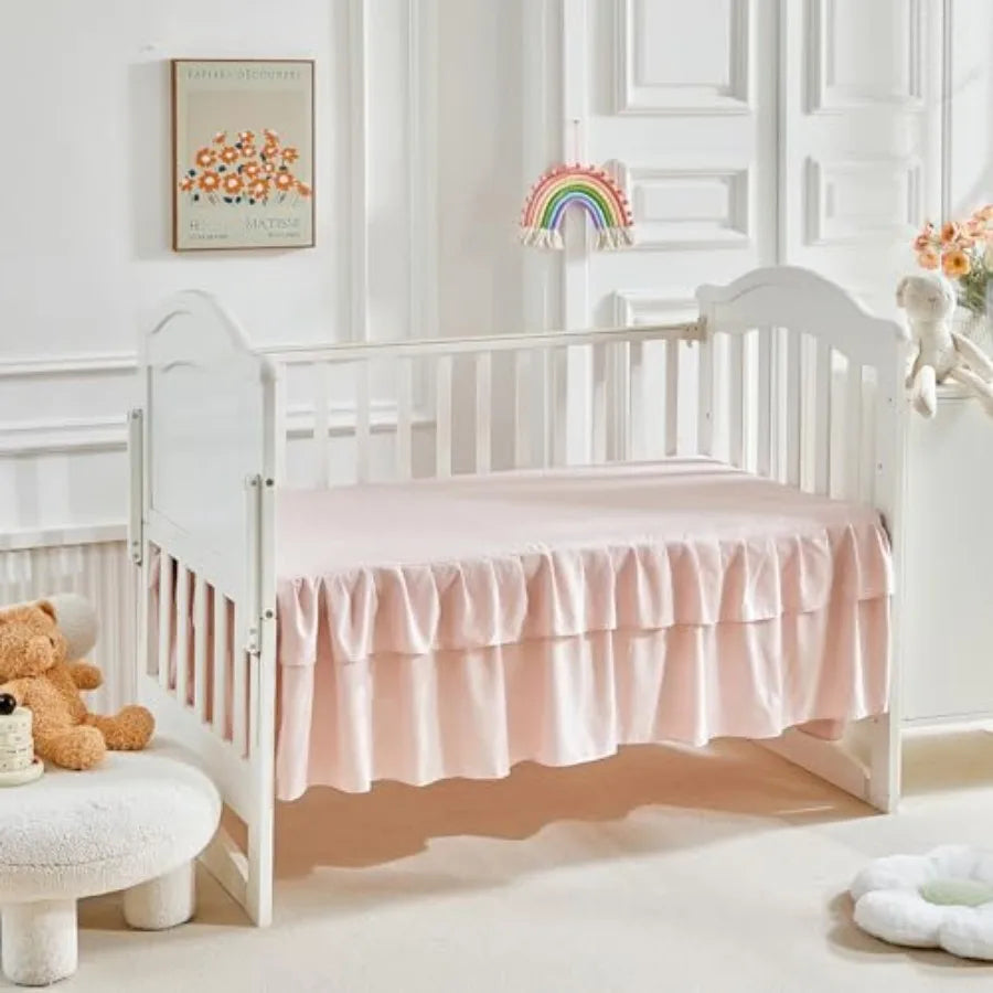 3 Pieces Tufted Stripes Crib Bedding Set