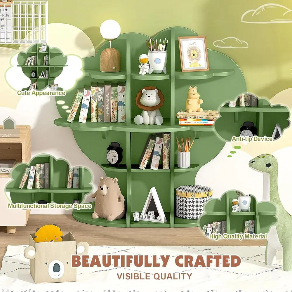 Multi-Tier Wooden Kids Bookshelf