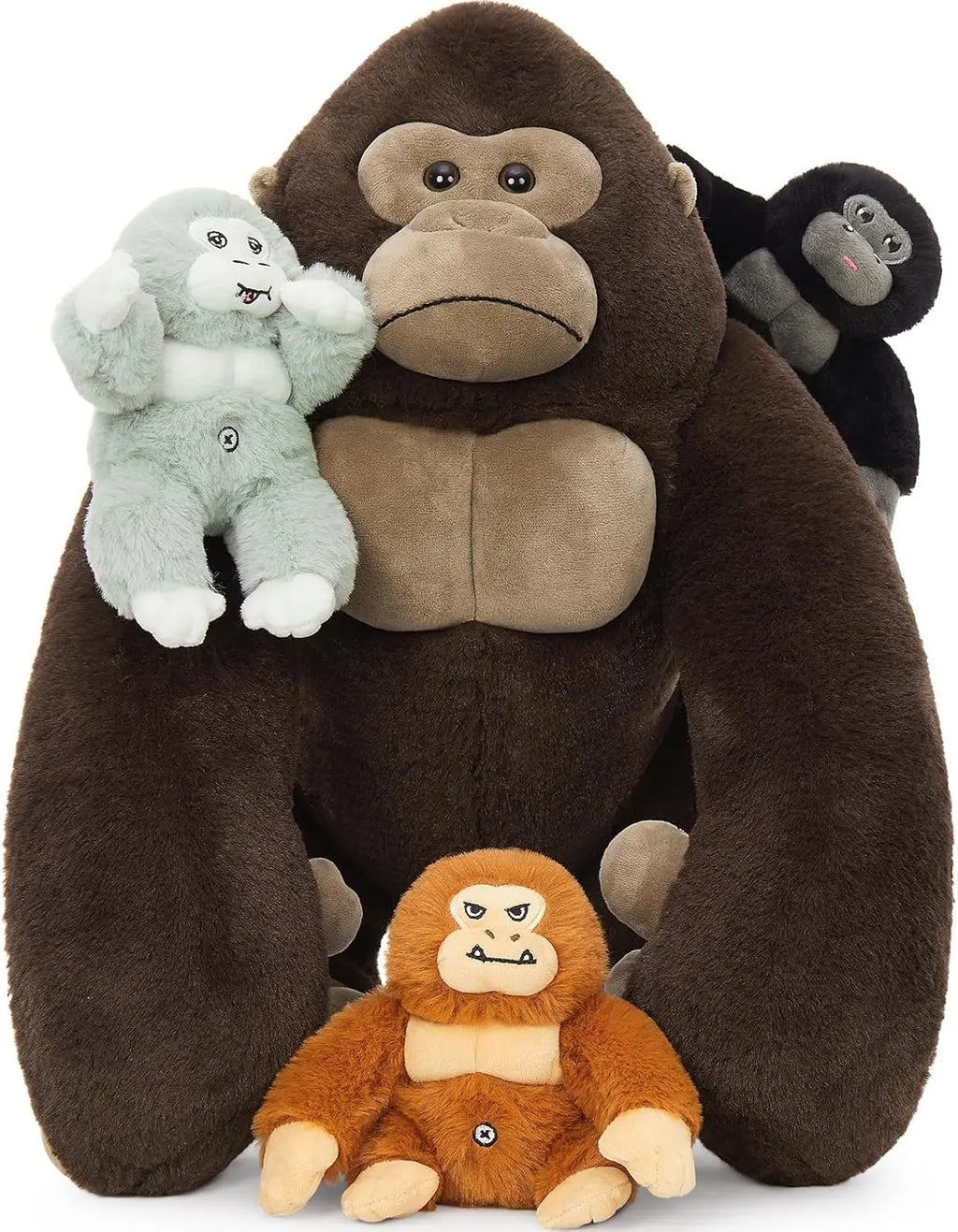 19.6" Giant Gorilla Plush with 3 Babies