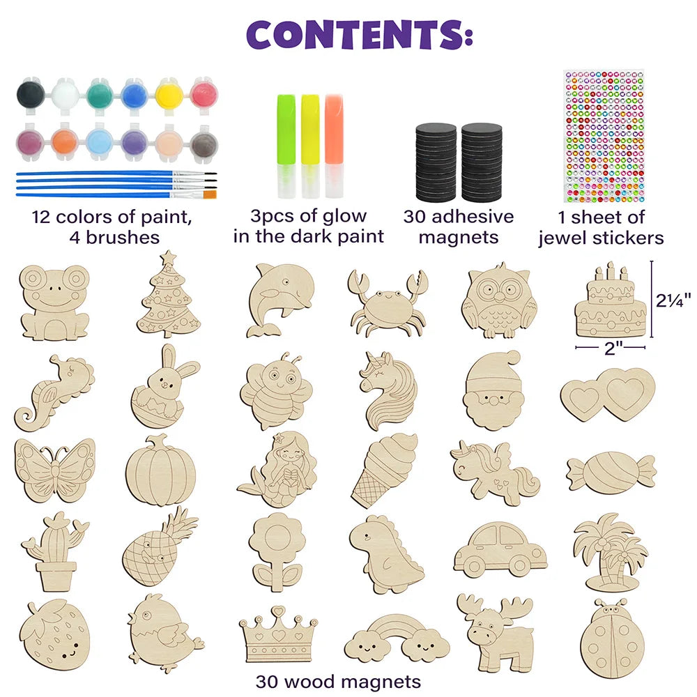 Glow in The Dark Wooden Magnets