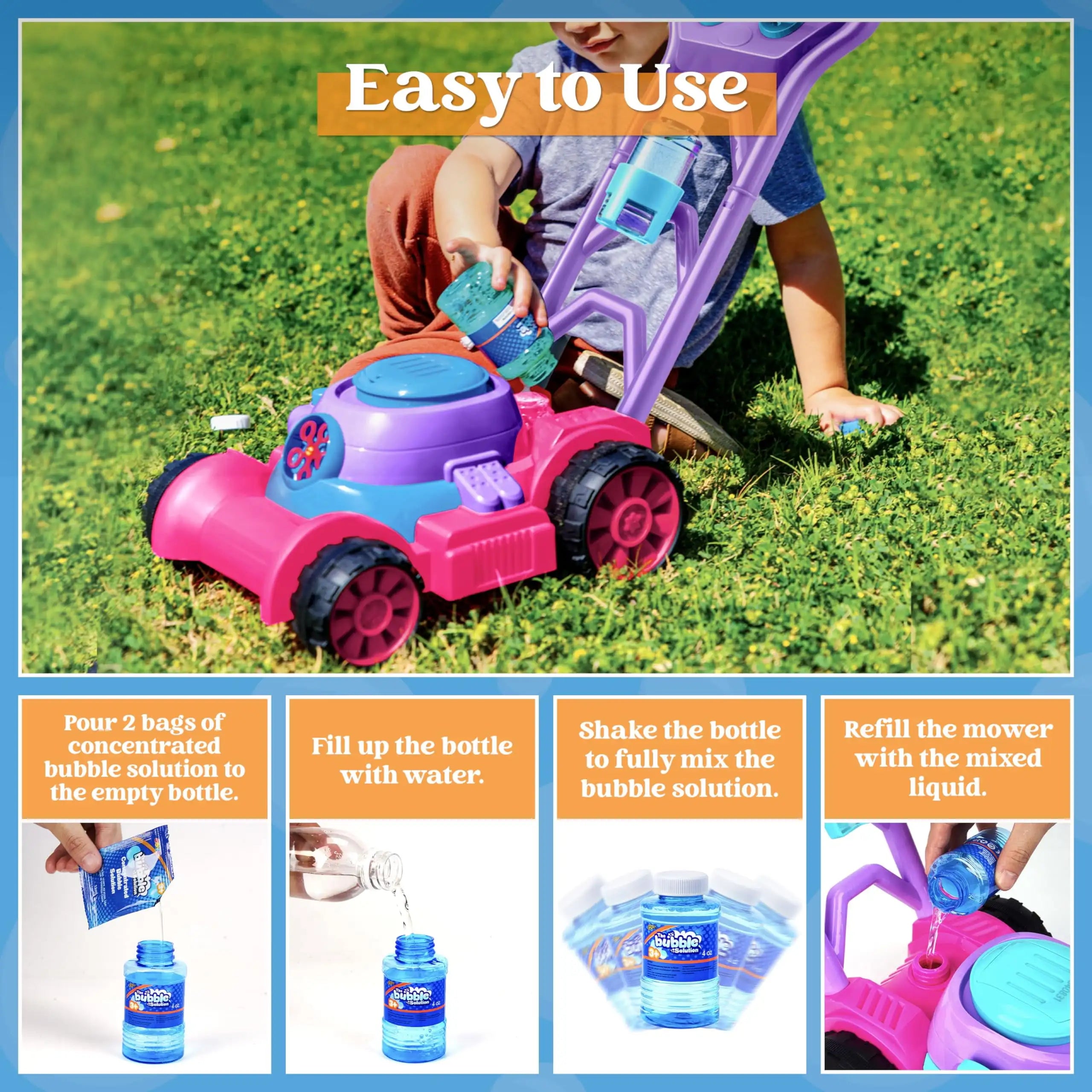 Bubble Machine Lawn Mower for Kids