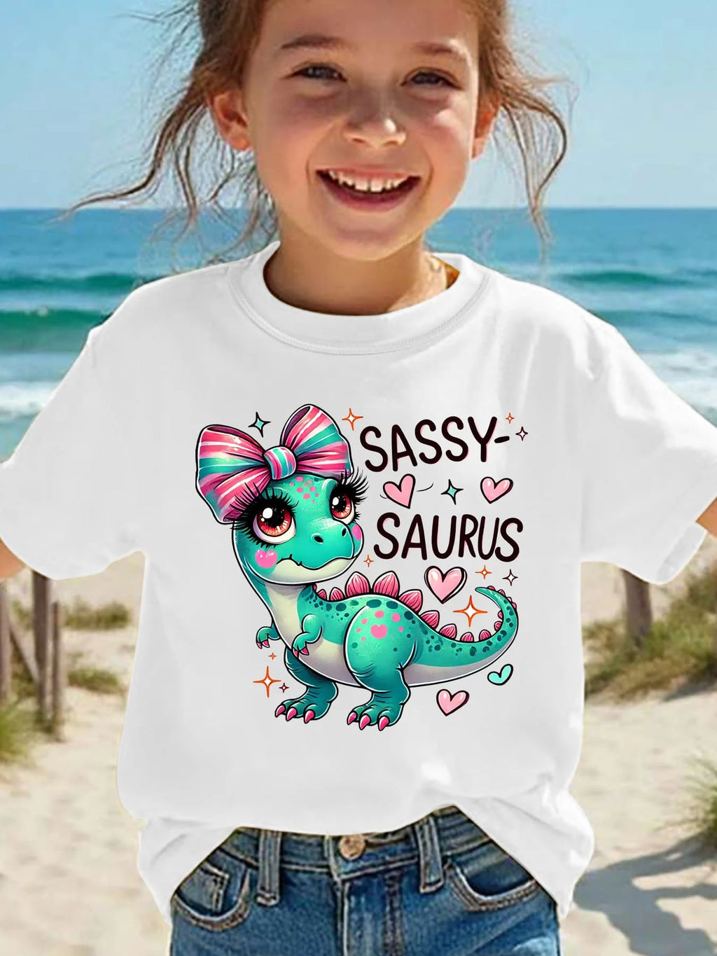 Cute SASSY SAURUS Dinosaur Graphic T-Shirt