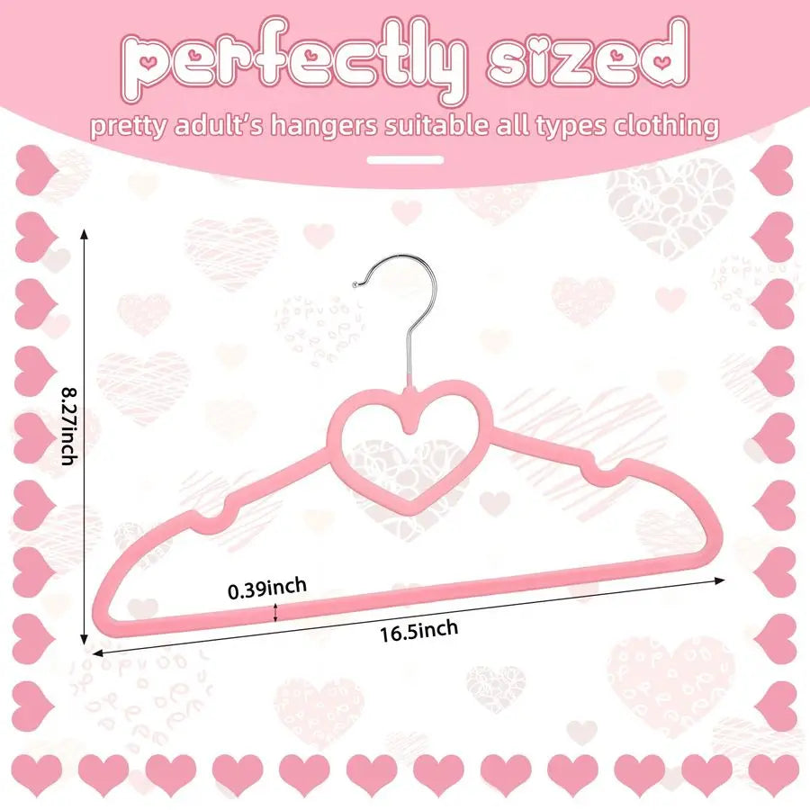50 Pcs Pink Velvet Heart Hangers