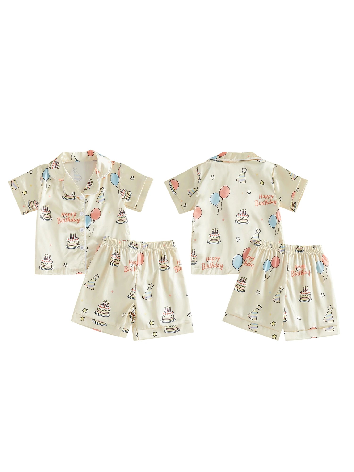 Girls Birthday Satin Pajama Set