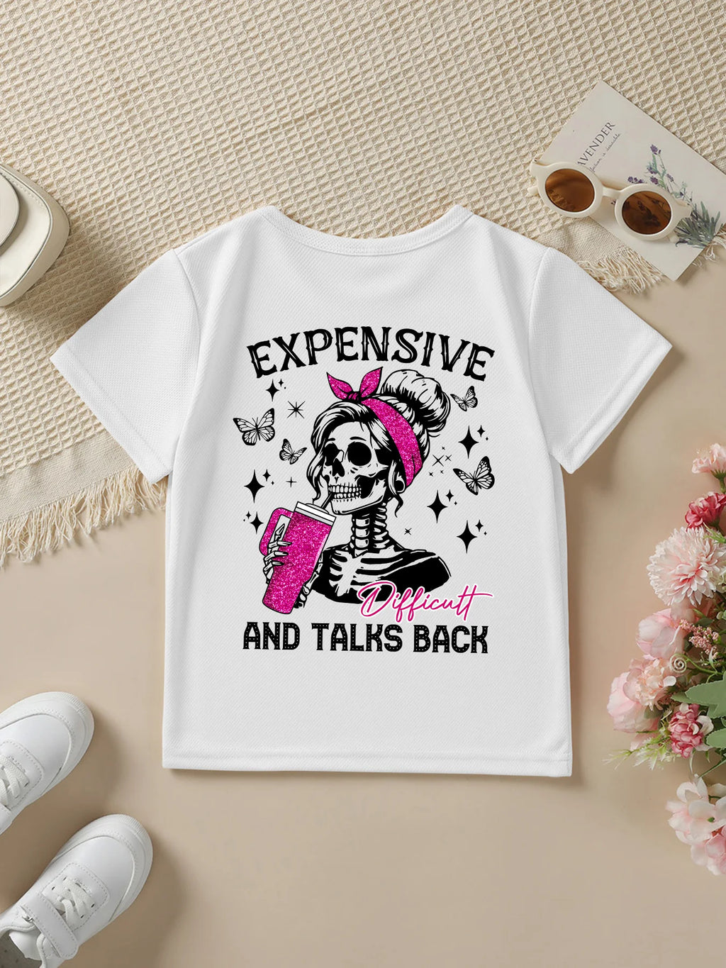 Short-Sleeved T-Shirt "EXPENSIVE AND TALKS BACK"