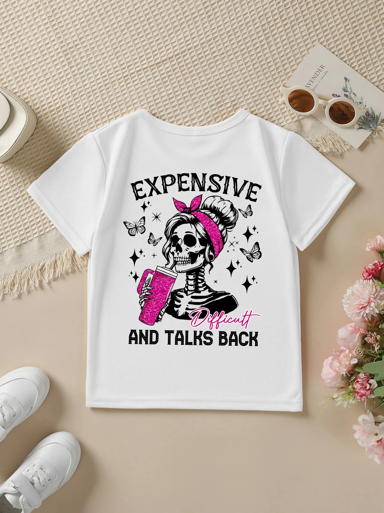 Short-Sleeved T-Shirt "EXPENSIVE AND TALKS BACK"
