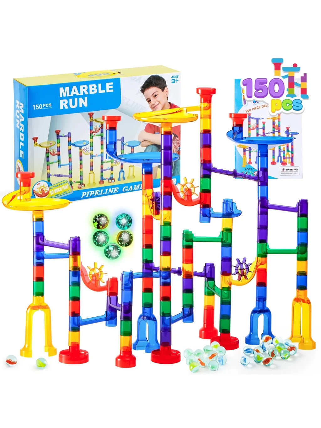 150 Pcs Glowing Marble Run