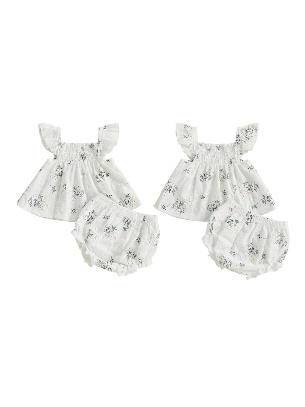 Girl Floral Flutter Sleeve Top and Shorts