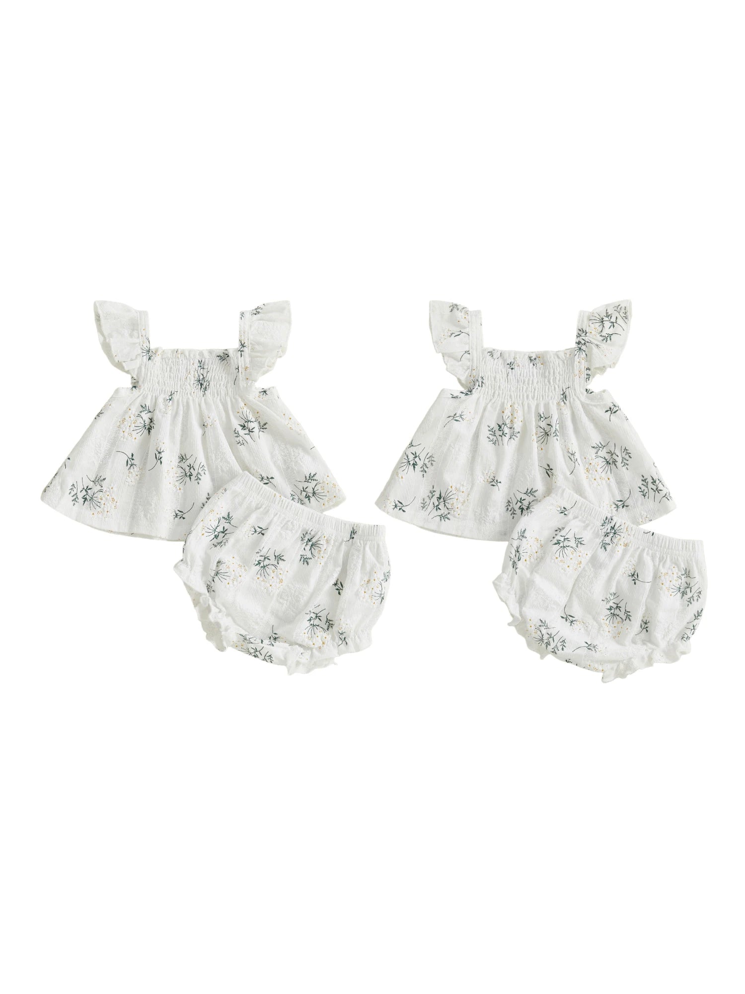 Girl Floral Flutter Sleeve Top and Shorts