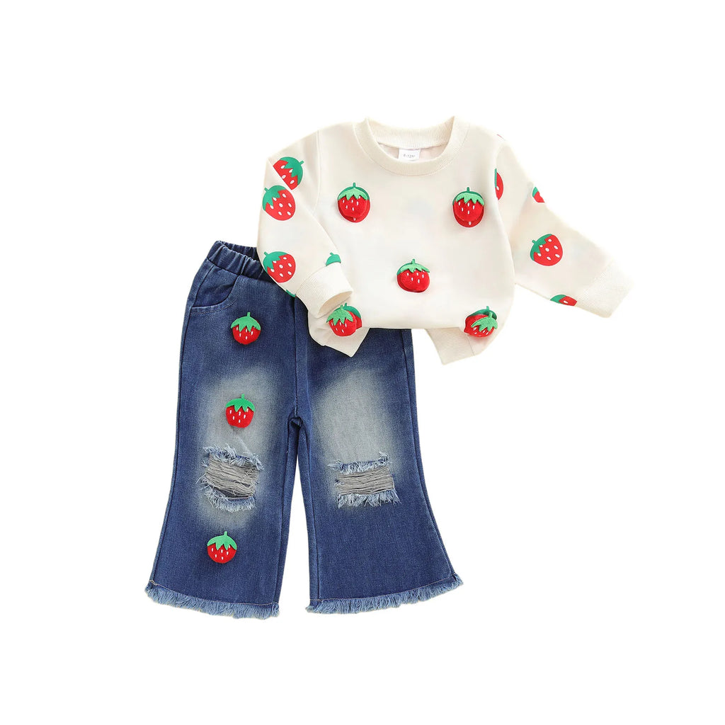 3D Watermelon Print Sweater Distressed Jeans Outfit