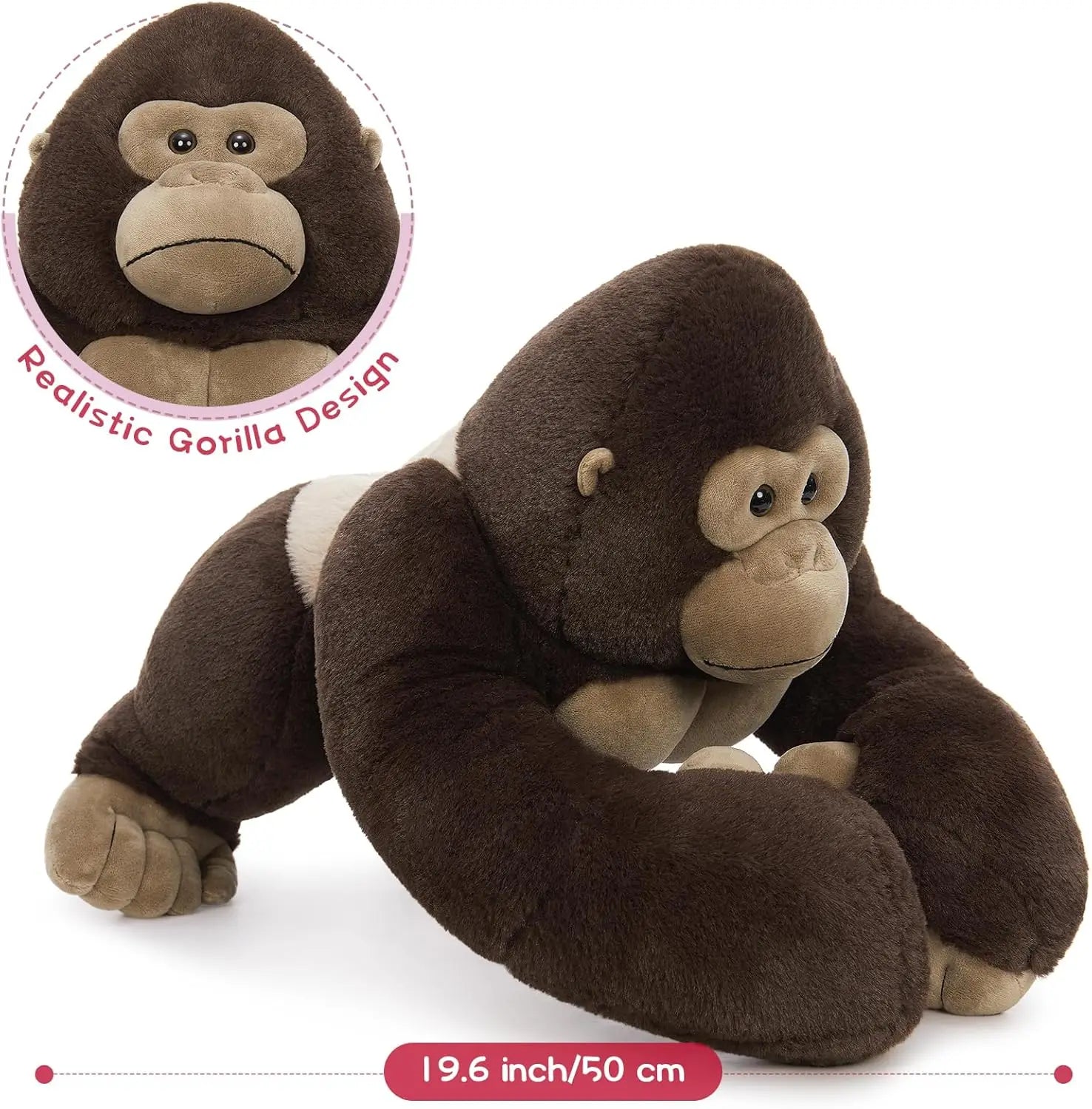 19.6" Giant Gorilla Plush with 3 Babies