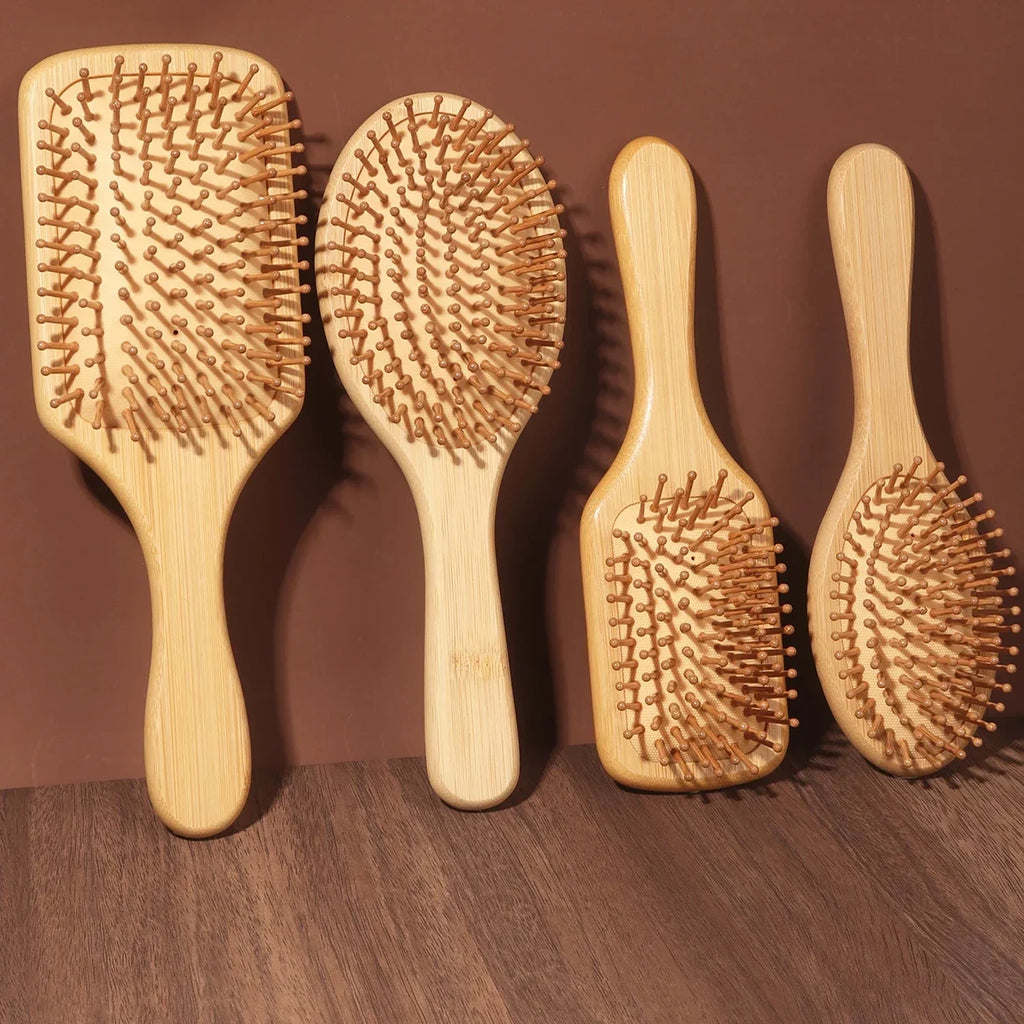 Natural bamboo paddle Brush