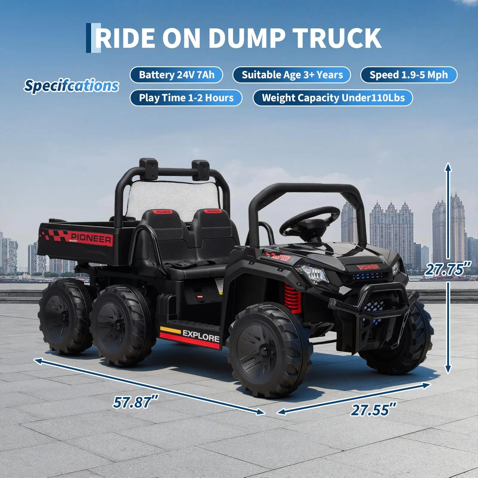 24V 4WD Electric Ride-on Dump Truck