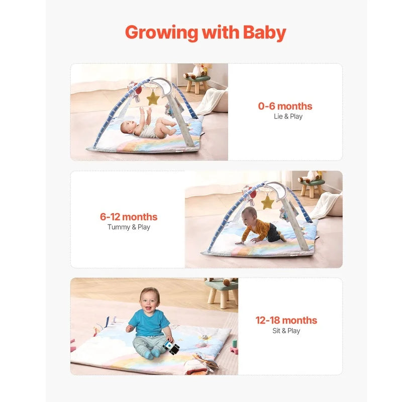 Baby Play Gym Mat with 6 Sensory