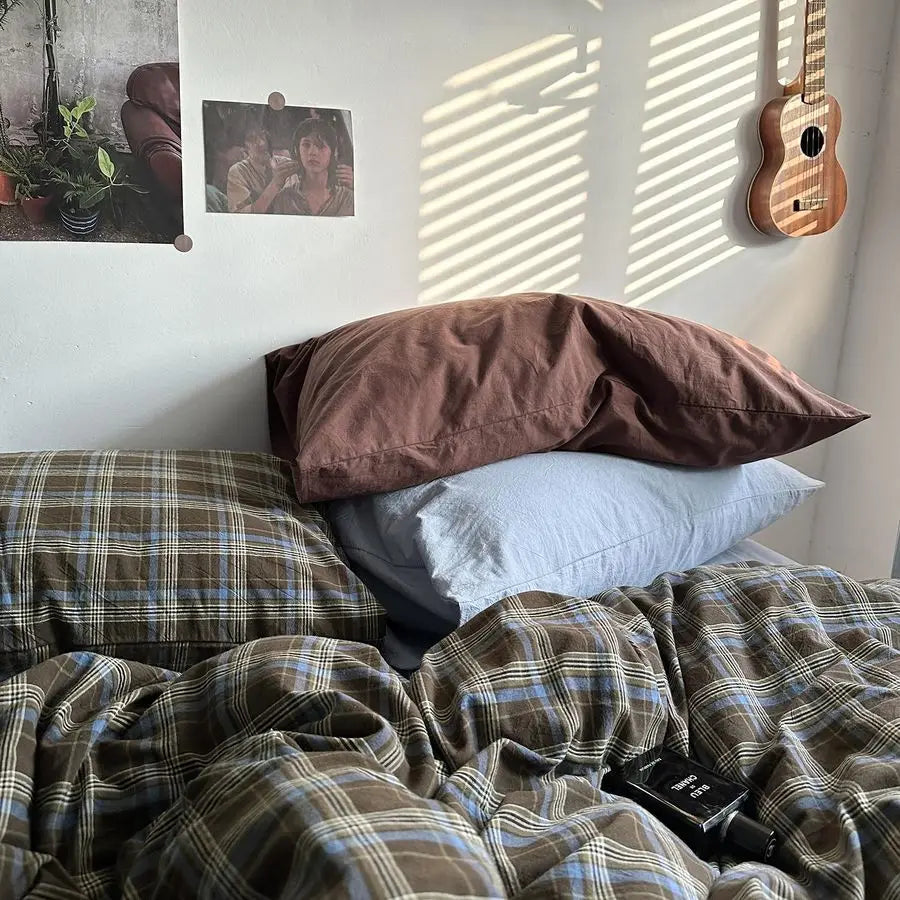 3 Piece Buffalo Plaid Duvet Cover Set