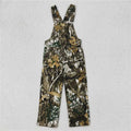 Brown Leaves Camouflage Denim Strap Jumpsuit Overall