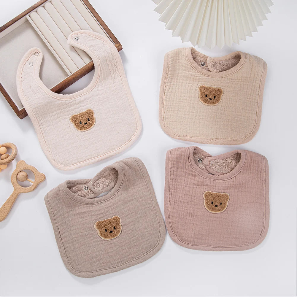 Absorbent Bear Muslin Cotton Baby Bibs