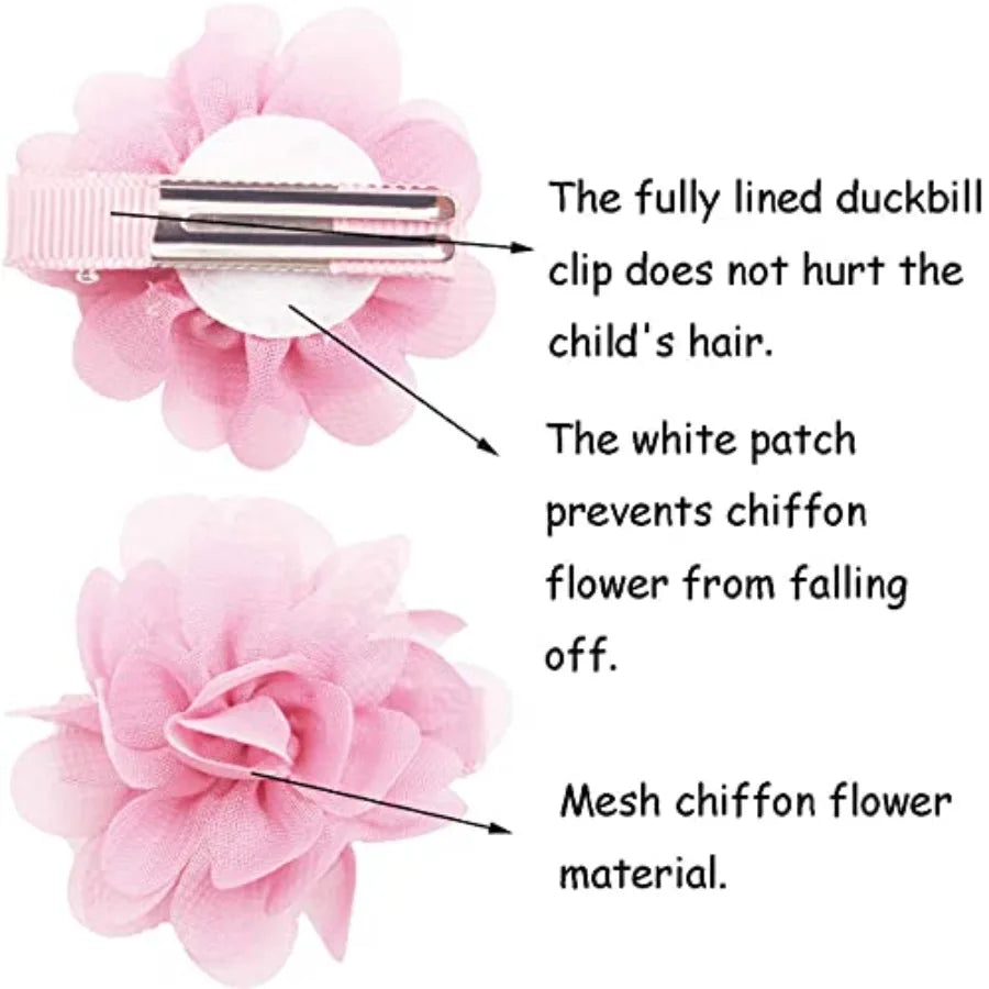 40PCS 2" Chiffon Flower Hair Bows Clips