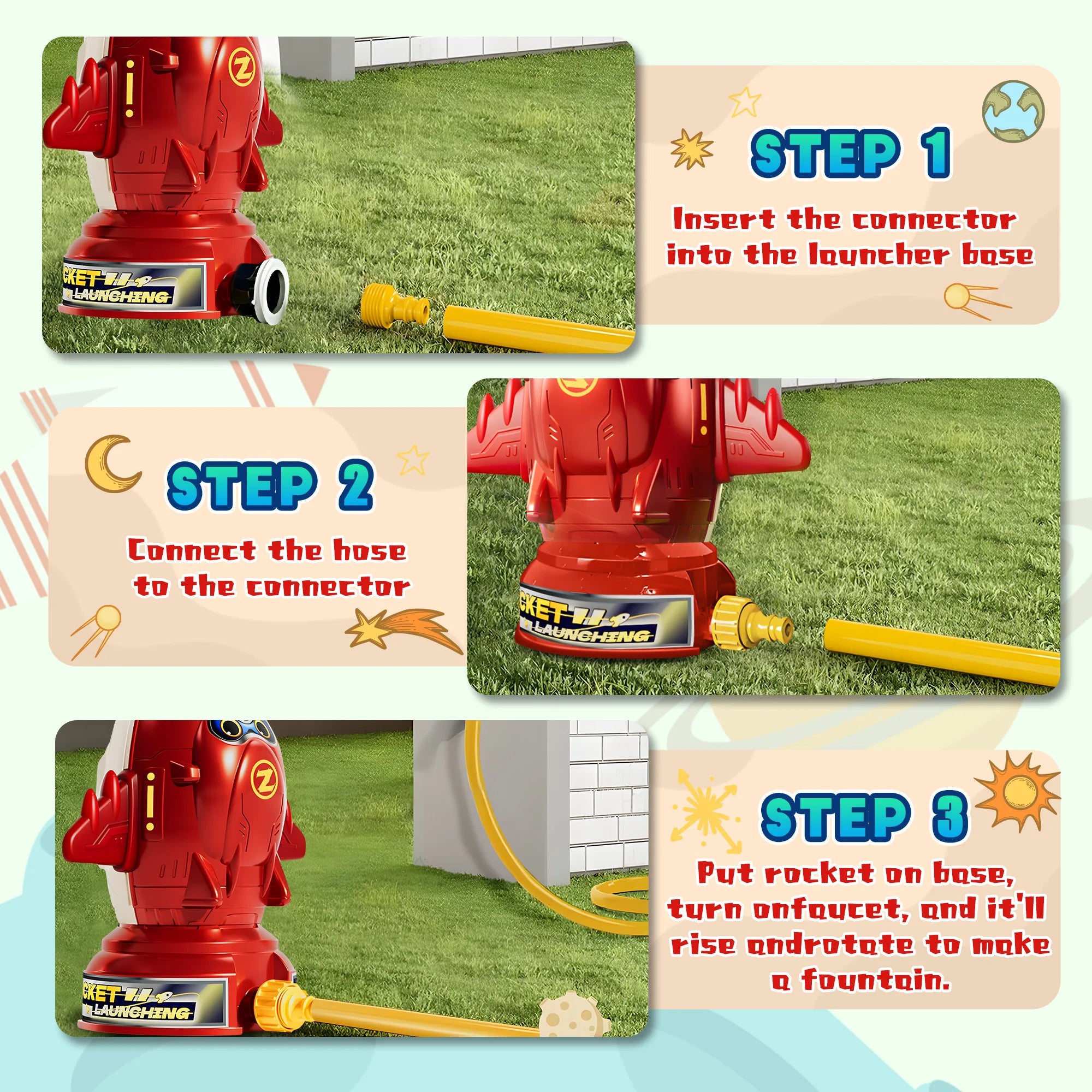 Outdoor Rocket Launcher Spinning Splash Water Fun