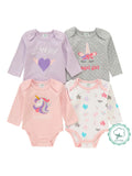 4pcs Baby Girls Long Sleeve Onesies