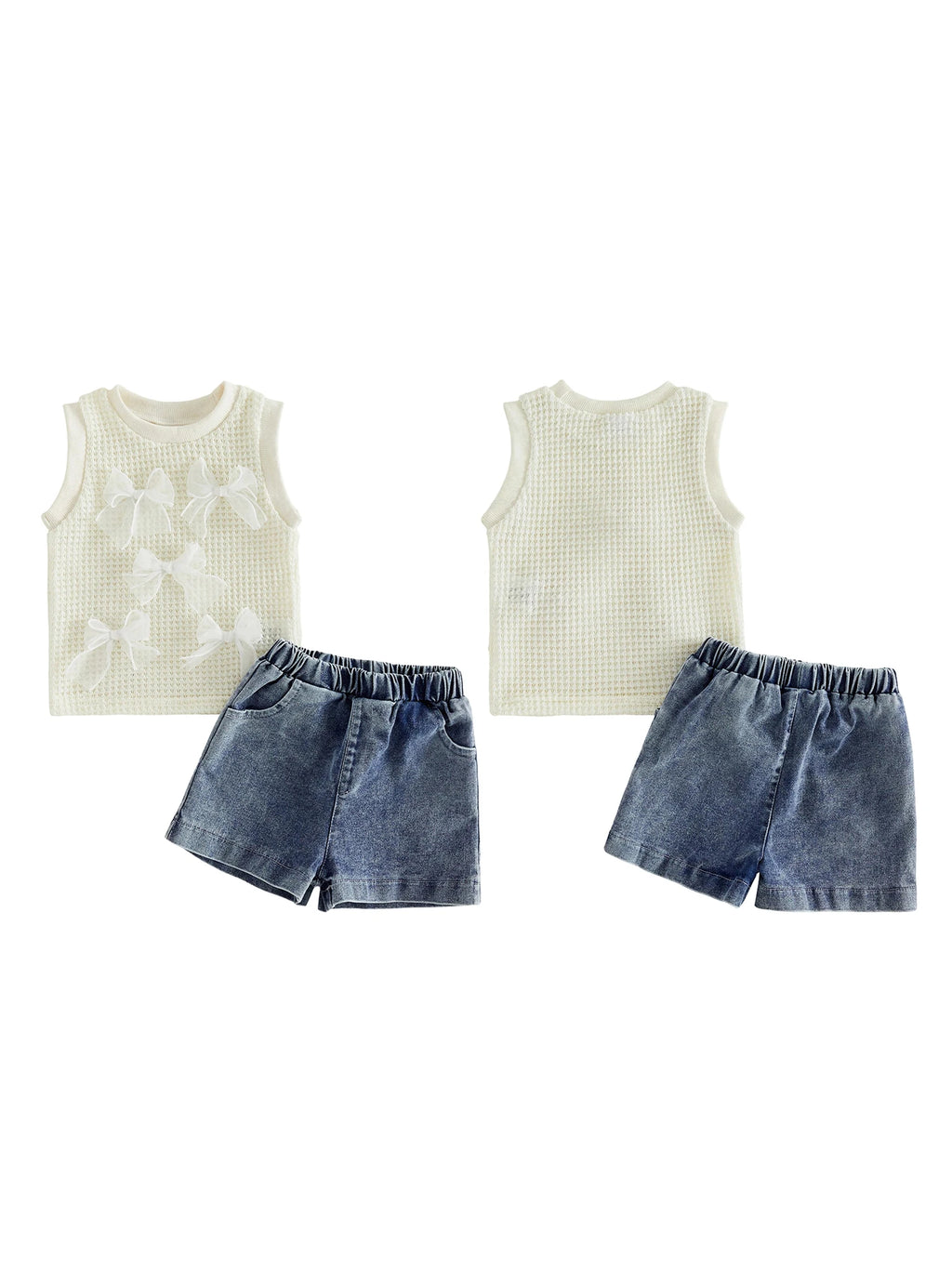 Ruffle Sleeve Tunic and Stretchy Denim Shorts