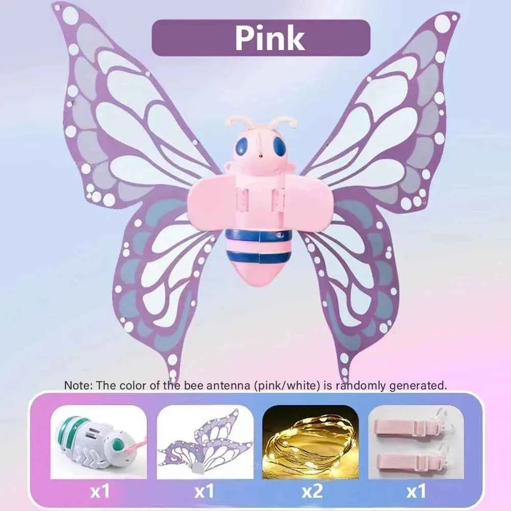 Electric Butterfly Wings Moving Elf Wing with Light Fairy Wings for Kids Birthday Christmas Cosplay Dress Up Angel Girls Toy
