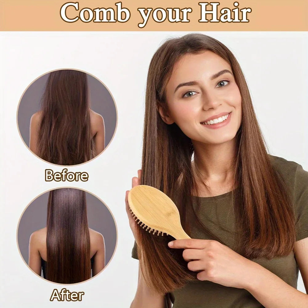 Natural bamboo paddle Brush
