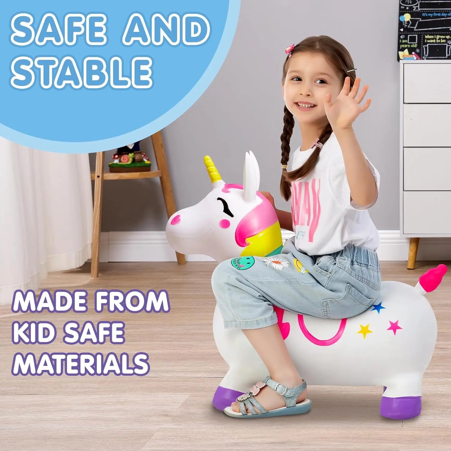 Kids Bouncy Unicorn Horse Ride On