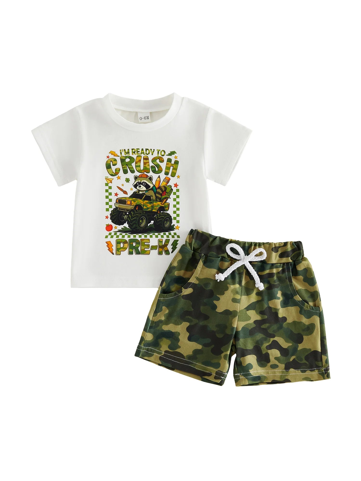 Monster Truck Raccoon T-Shirt + Shorts Set