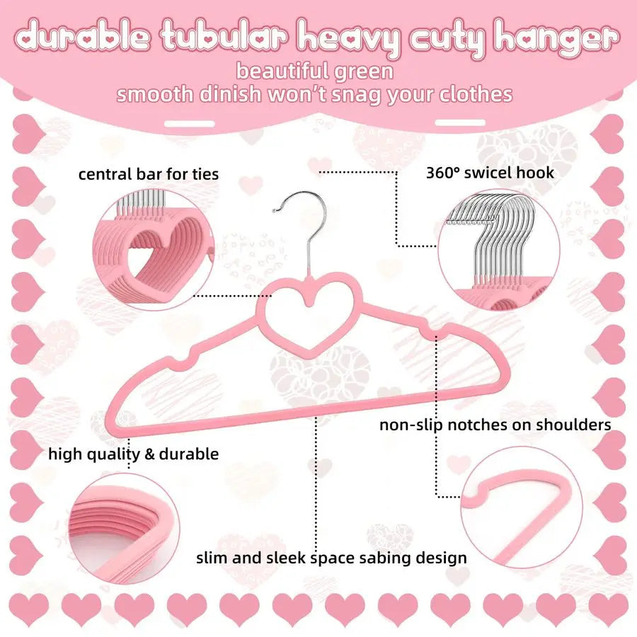 50 Pcs Pink Velvet Heart Hangers