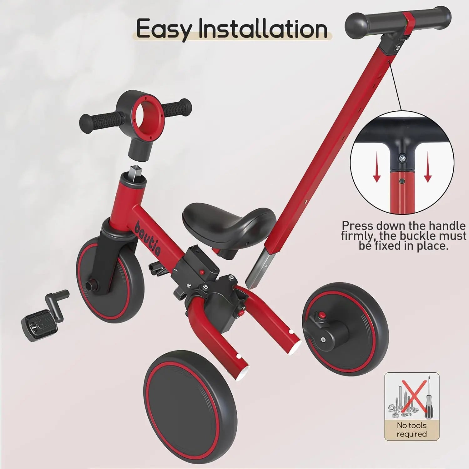 5 in 1 Tricycle for Toddlers with Push Handle