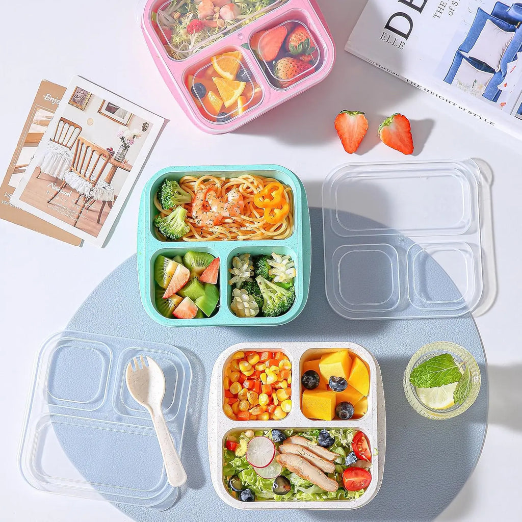 4 Pack -3 Compartments Meal Prep Containers