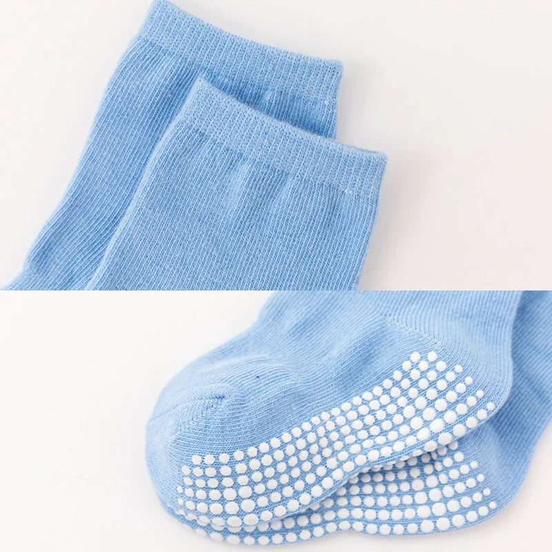 1/3/6/9/12 Pairs Non-slip Kids Cotton Socks