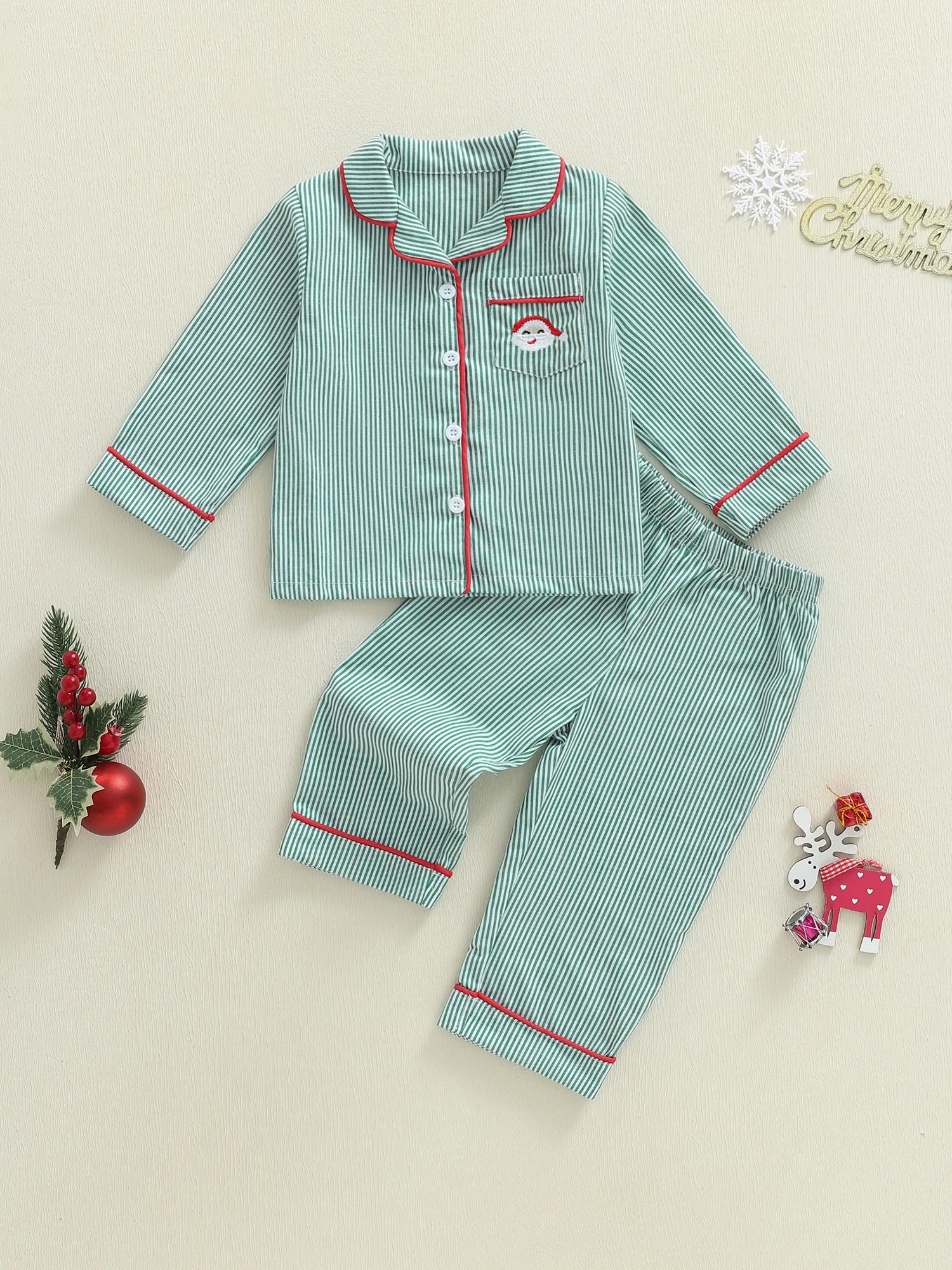 Christmas Striped Pajamas Sets