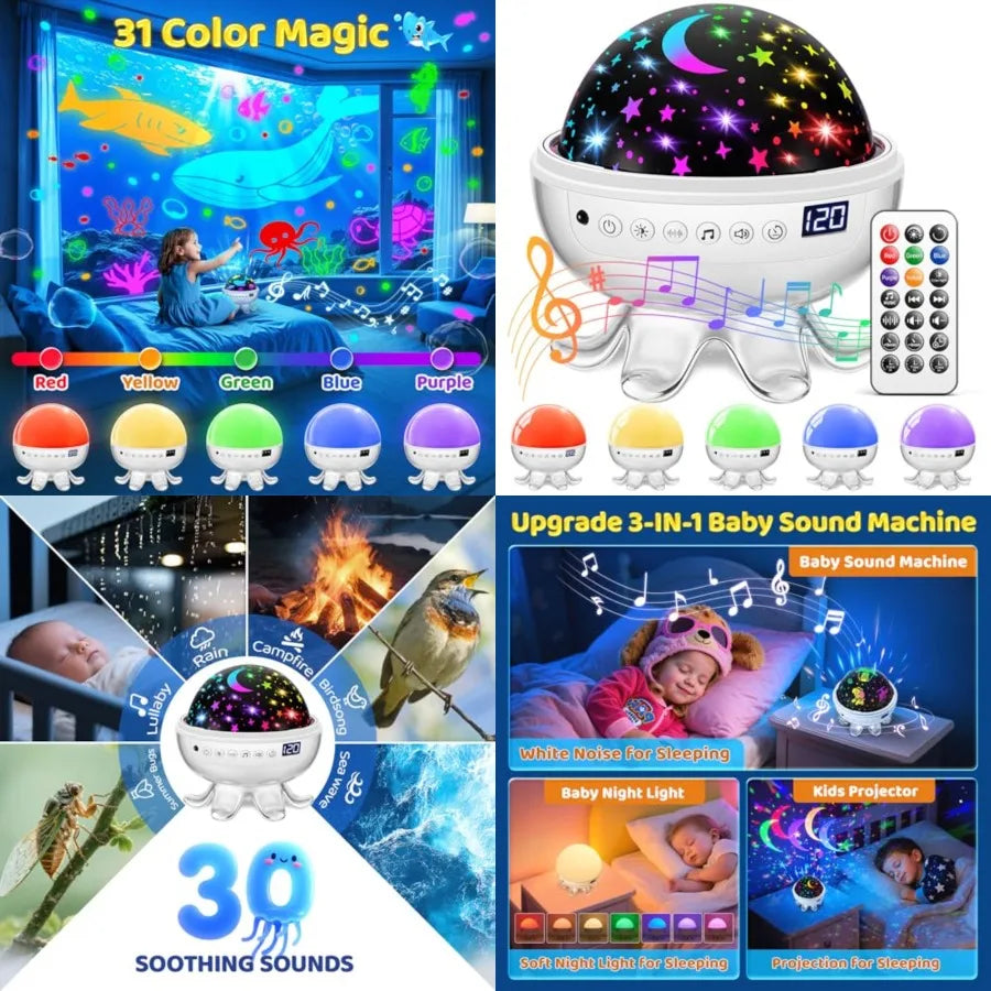 Baby Sound Machine Night Light Projector