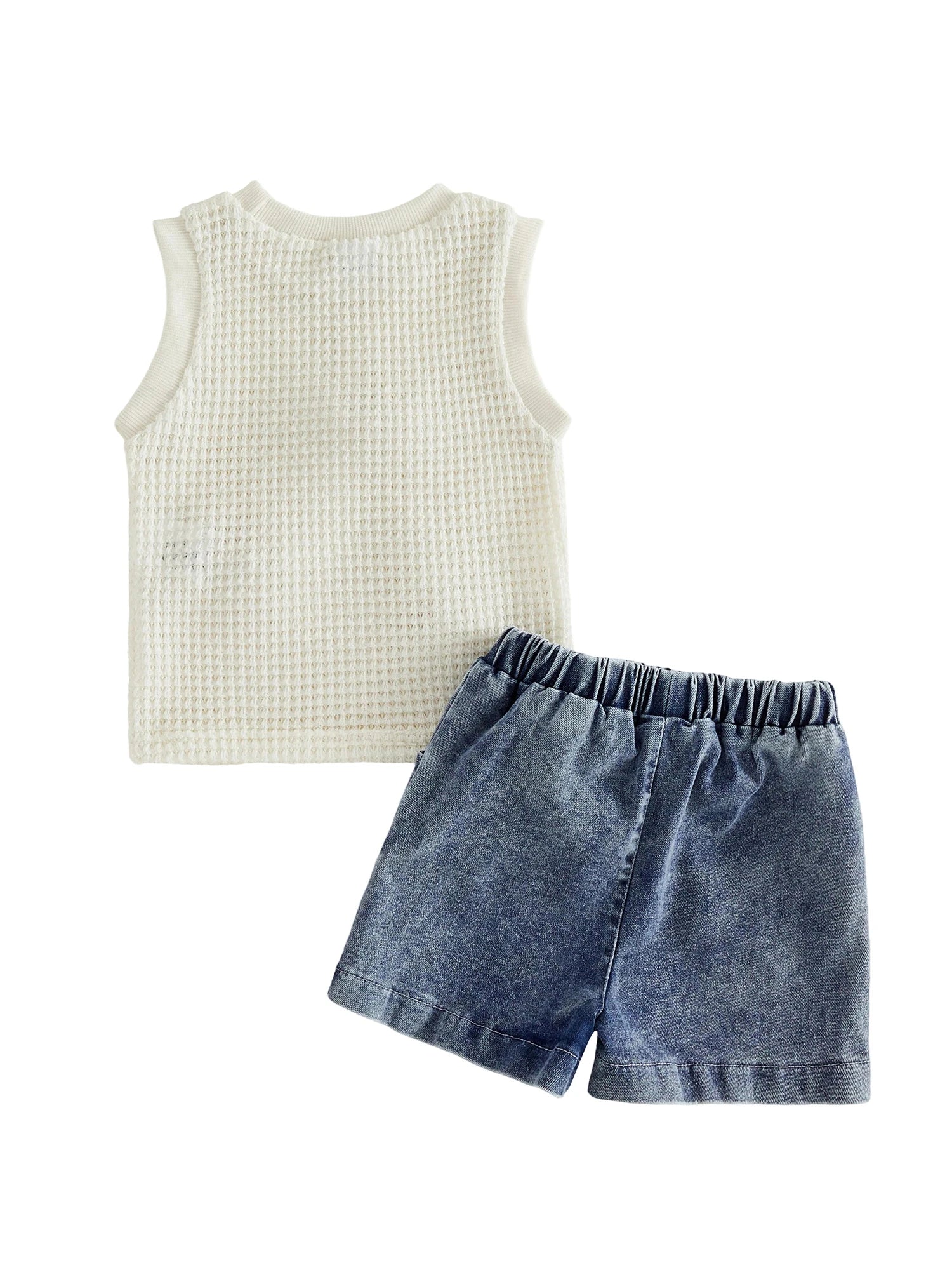 Ruffle Sleeve Tunic and Stretchy Denim Shorts