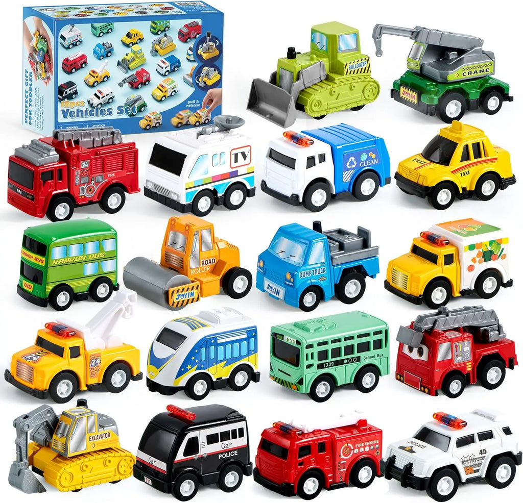 18 Pcs Pull Back Cars and Trucks