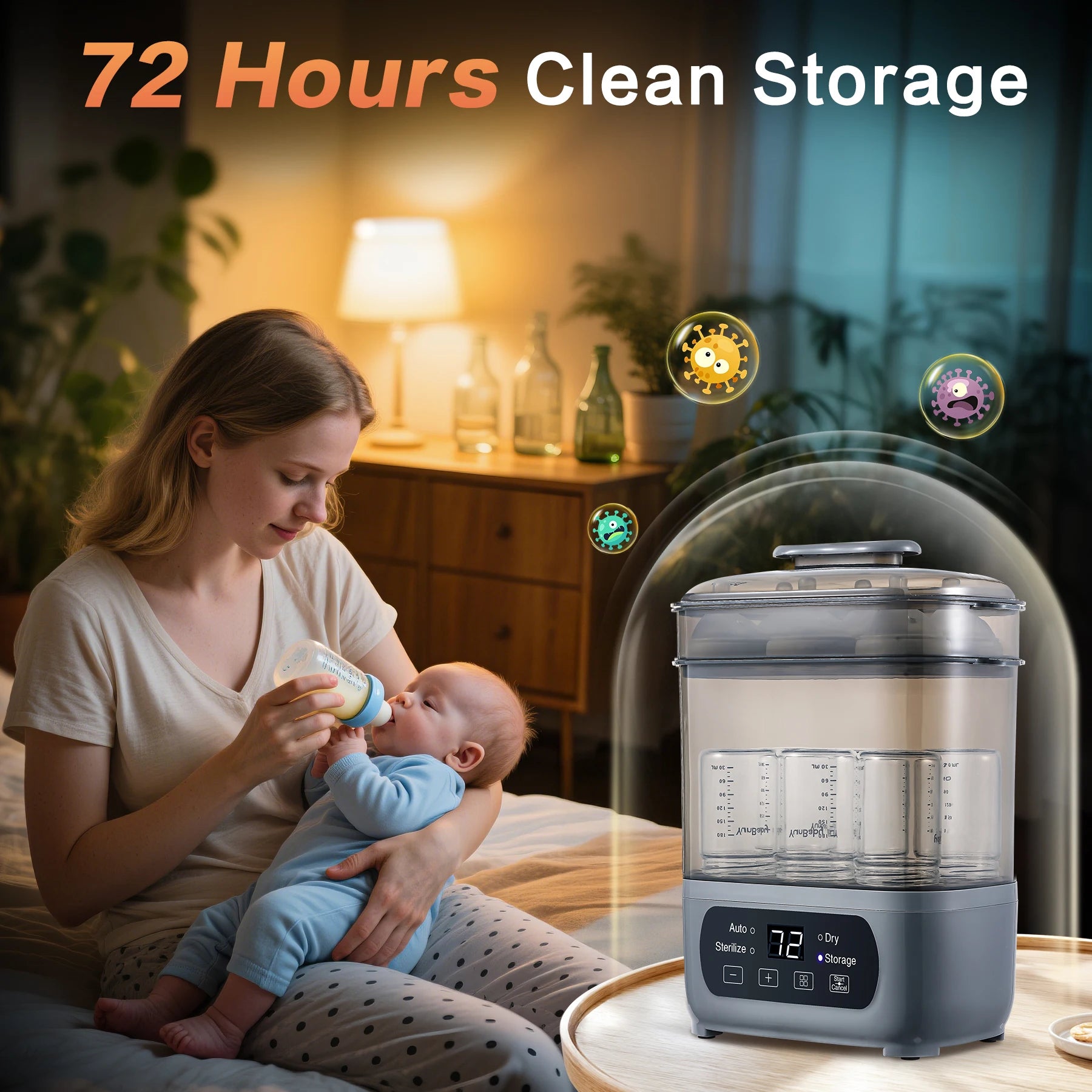 6 Bottles- Baby Bottle Sterilizer & Dryer